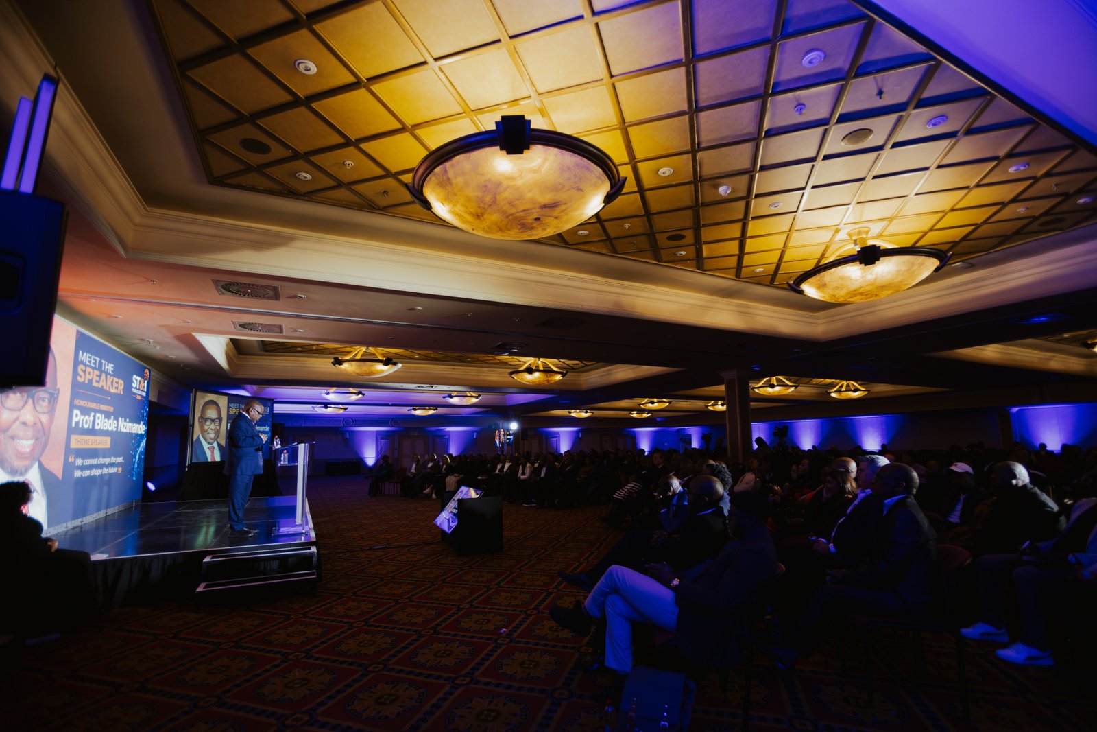 Public lecture audience and stage